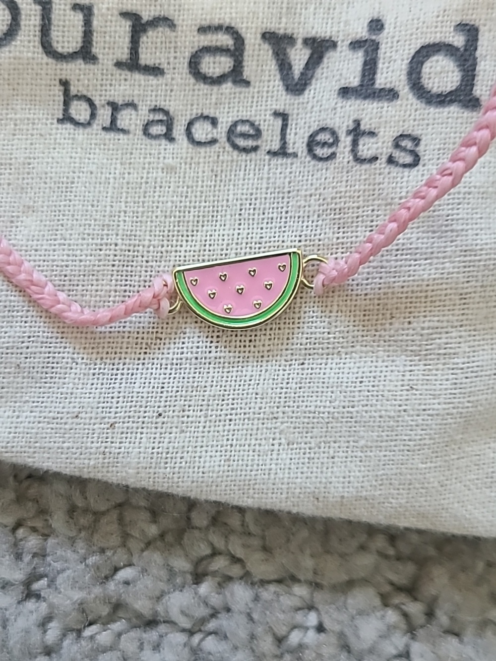 Pura Vida Pink Braided  Bracelet with Watermelon Charm - Picture 2 of 4